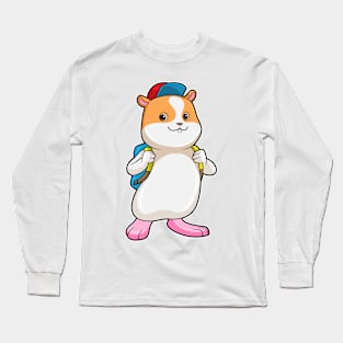 Hamster as Student with Backpack & Cap Long Sleeve T-Shirt